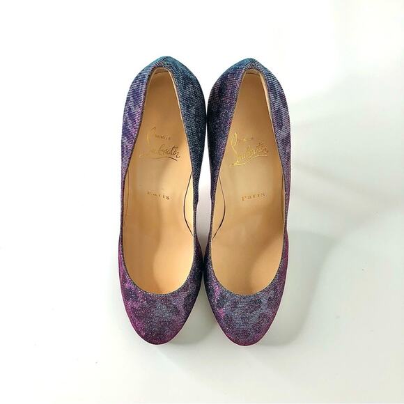 NIB Christian Louboutin Fifi 100 Leopard Print Turquoise Violet Pumps 38.5 - Picture 3 of 10